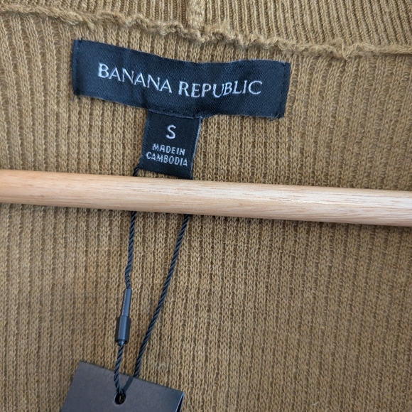 NWT Banana Republic Organic Cotton Hemp Dry Mustard Open Front Knit Cardigan - Picture 7 of 15